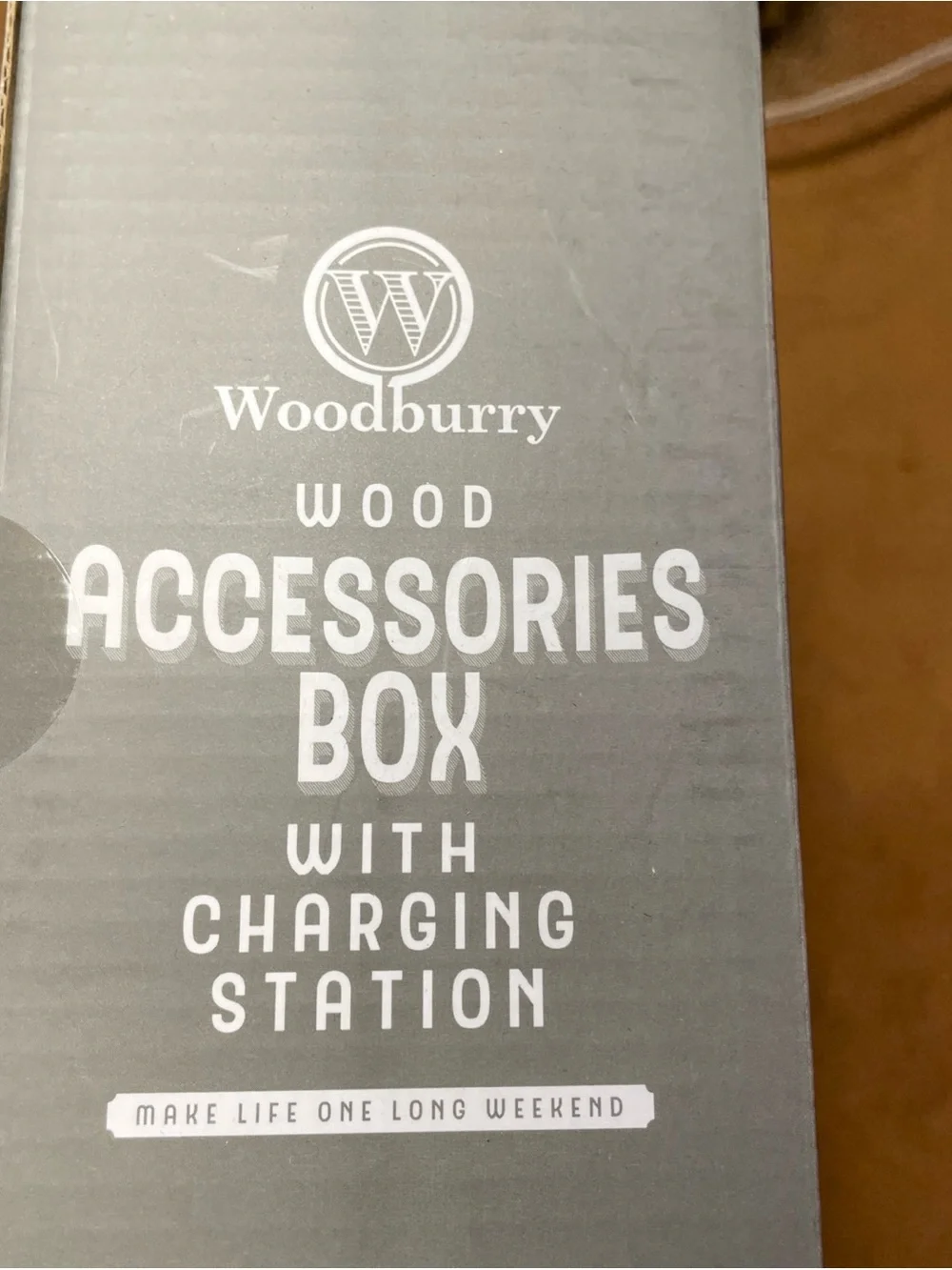 Brown Wood Accessories Organizer with Charging Station